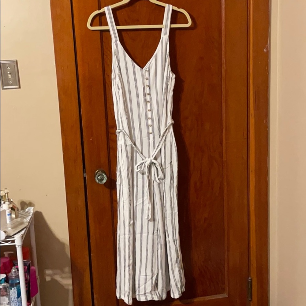 Black and white striped jumpsuit